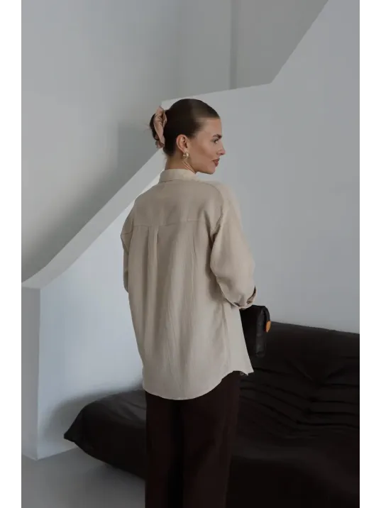 Tek Cepli Müslin Gömlek Bej Pt Tek Cepli Müslin Gömlek Bej Pt