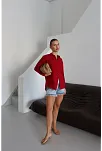 Tek Cepli Müslin Gömlek Bordo Pt