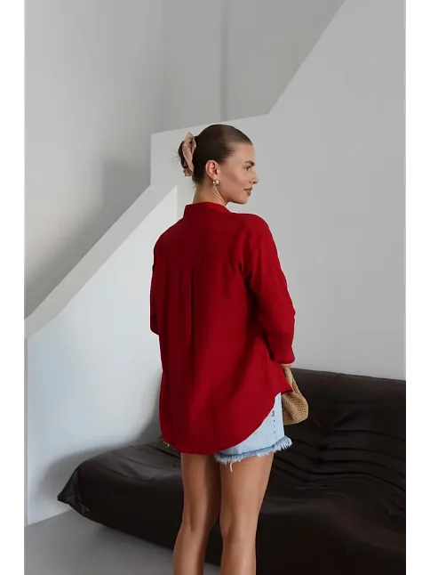Tek Cepli Müslin Gömlek Bordo Pt