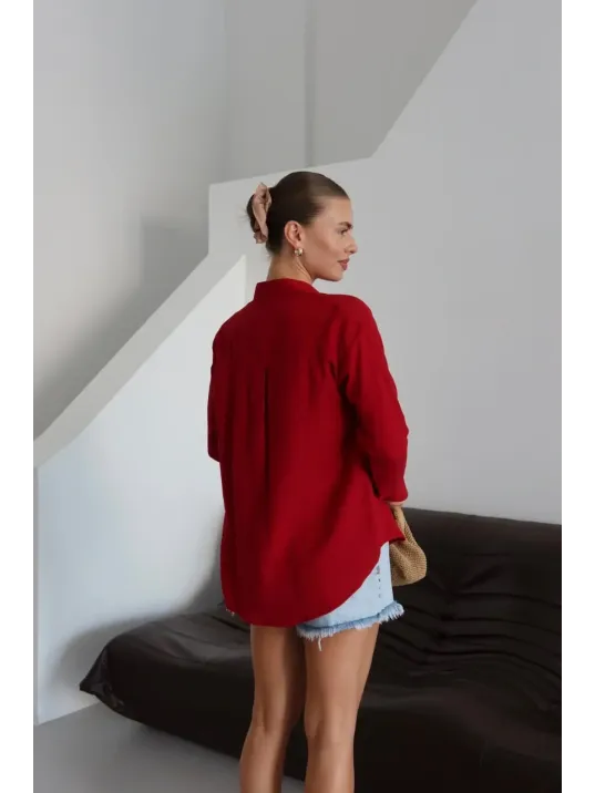 Tek Cepli Müslin Gömlek Bordo Pt