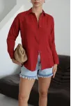 Tek Cepli Müslin Gömlek Bordo Pt