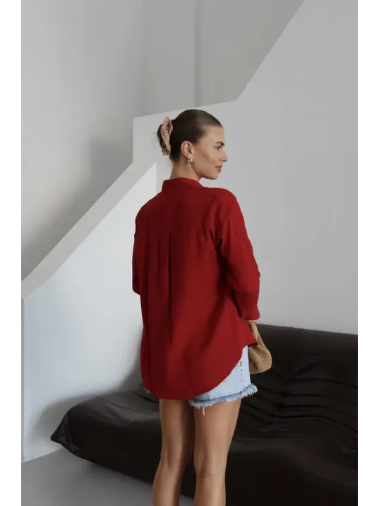 Tek Cepli Müslin Gömlek Bordo Pt