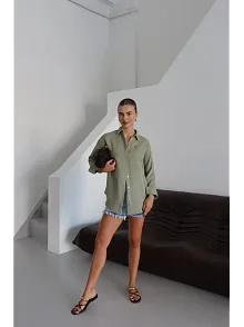Tek Cepli Müslin Gömlek Haki Pt