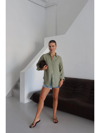 Tek Cepli Müslin Gömlek Haki Pt