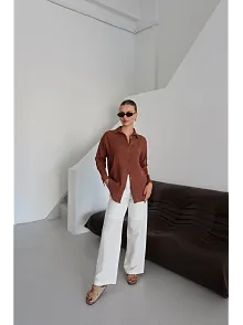 Tek Cepli Müslin Gömlek Kahve Pt