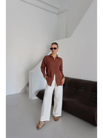 Tek Cepli Müslin Gömlek Kahve Pt Tek Cepli Müslin Gömlek Kahve Pt