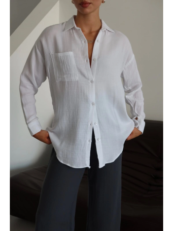 Tek Cepli Müslin Gömlek Beyaz Pt Tek Cepli Müslin Gömlek Beyaz Pt