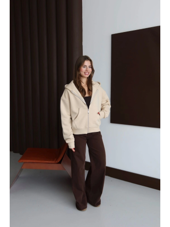 3 İplik Şardonlu Kapşonlu Hoodie Frm Bej P510437 3 İplik Şardonlu Kapşonlu Hoodie Frm Bej P510437