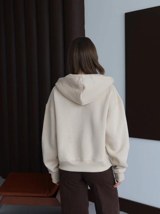 3 İplik Şardonlu Kapşonlu Hoodie Frm Bej P510437 3 İplik Şardonlu Kapşonlu Hoodie Frm Bej P510437