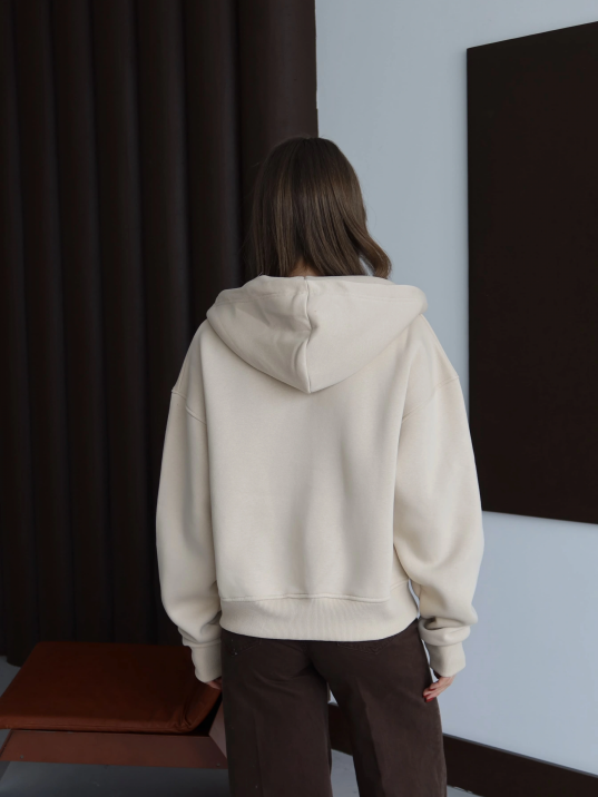 3 İplik Şardonlu Kapşonlu Hoodie Frm Bej P510437 3 İplik Şardonlu Kapşonlu Hoodie Frm Bej P510437