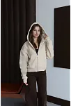 3 İplik Şardonlu Kapşonlu Hoodie Frm Bej P510437