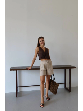 Müslin Kumaş Şort Bağcıklı Bej Pt Müslin Kumaş Şort Bağcıklı Bej Pt