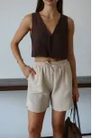Müslin Kumaş Şort Bağcıklı Bej Pt Müslin Kumaş Şort Bağcıklı Bej Pt