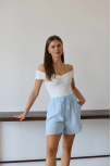 Müslin Kumaş Şort Bağcıklı Mavi Pt Müslin Kumaş Şort Bağcıklı Mavi Pt
