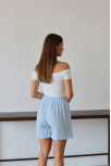 Müslin Kumaş Şort Bağcıklı Mavi Pt Müslin Kumaş Şort Bağcıklı Mavi Pt