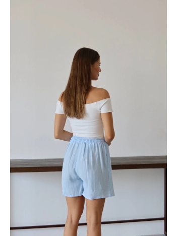 Müslin Kumaş Şort Bağcıklı Mavi Pt Müslin Kumaş Şort Bağcıklı Mavi Pt