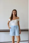 Müslin Kumaş Şort Bağcıklı Mavi Pt