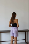 Müslin Kumaş Şort Bağcıklı Lila Pt