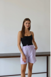 Müslin Kumaş Şort Bağcıklı Lila Pt