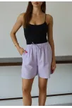 Müslin Kumaş Şort Bağcıklı Lila Pt