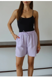 Müslin Kumaş Şort Bağcıklı Lila Pt