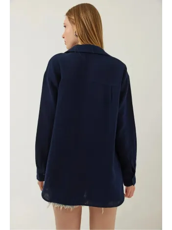 Tek Cepli Müslin Gömlek Lacivert Pt Tek Cepli Müslin Gömlek Lacivert Pt