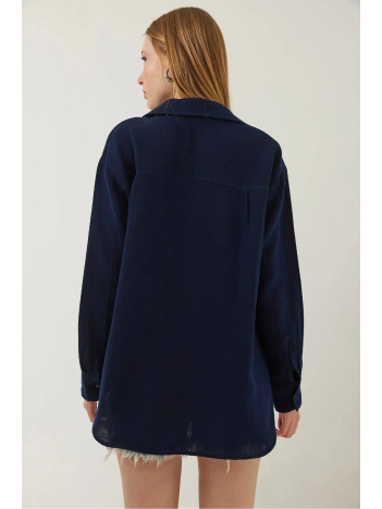 Tek Cepli Müslin Gömlek Lacivert Pt Tek Cepli Müslin Gömlek Lacivert Pt