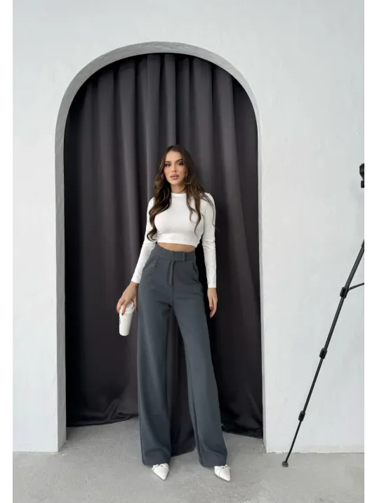 Cırtlı Pantolon Krep Füme Pt