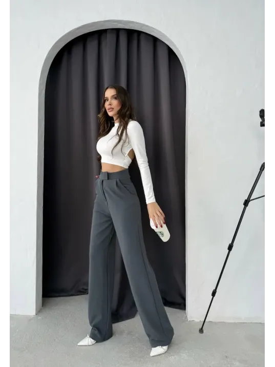 Cırtlı Pantolon Krep Füme Pt