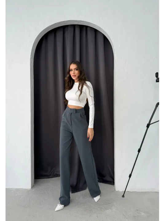 Cırtlı Pantolon Krep Füme Pt