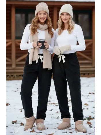 Peluşlu Pijama Alt Siyah Nr