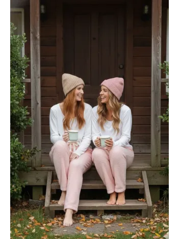 Peluşlu Pijama Alt Pembe Nr