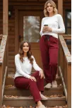 Peluşlu Pijama Alt Bordo Nr