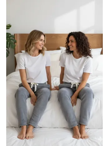 Peluşlu Pijama Alt Koyu Gri Nr