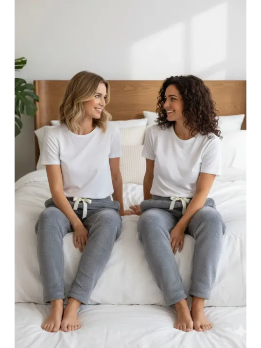 Peluşlu Pijama Alt Koyu Gri Nr