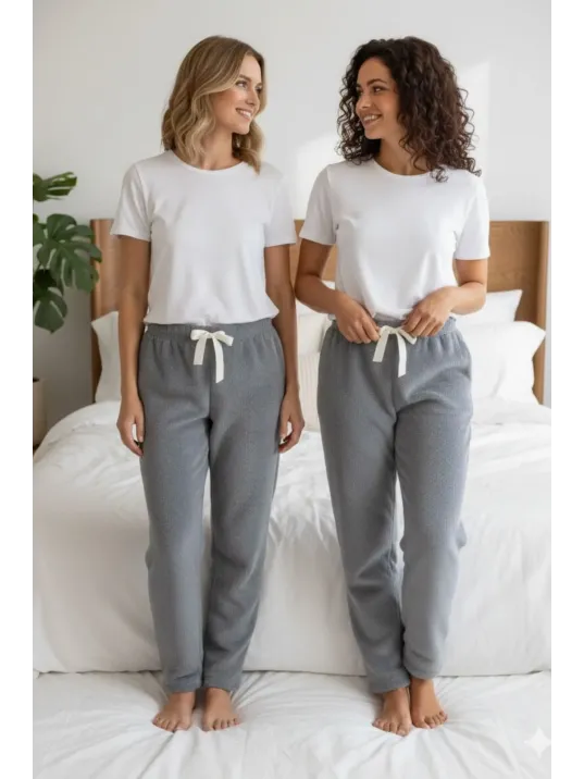 Peluşlu Pijama Alt Koyu Gri Nr