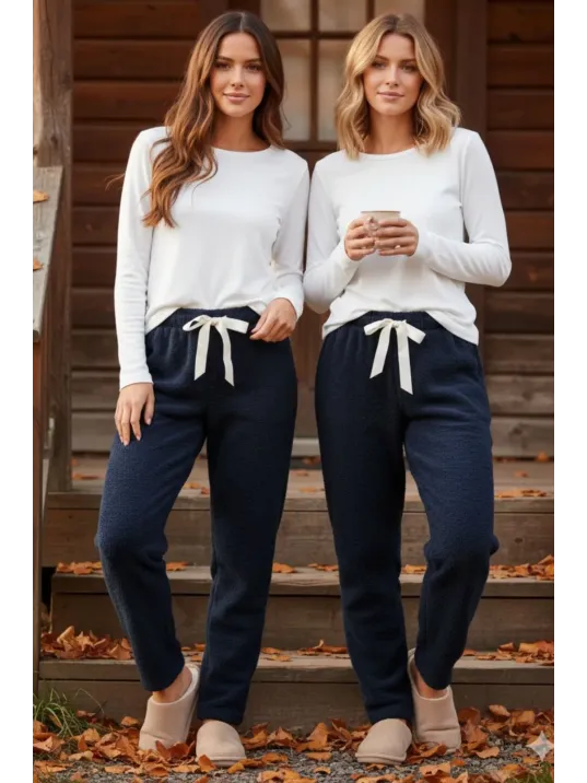 Peluşlu Pijama Alt Lacivert Nr