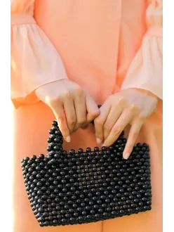 El Yapımı İncili Yuvarlak Kol Çanta Siyah El Yapımı İncili Yuvarlak Kol Çanta Siyah