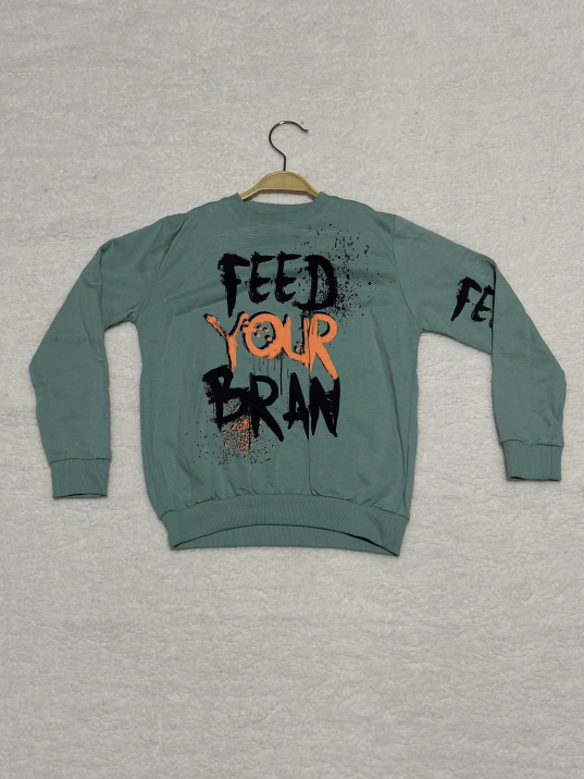 8 yaş Bisiklet yaka siyah turuncu yazı baskılı sweat erkek çocuk mint 8 yaş Bisiklet yaka siyah turuncu yazı baskılı sweat erkek çocuk mint