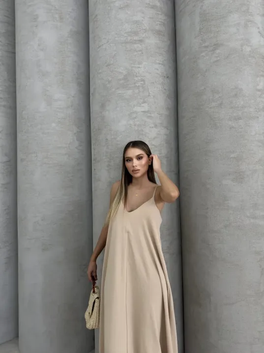 Aerobin Uzun Elbise Bej Pt