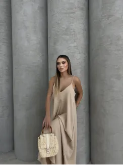 Aerobin Uzun Elbise Bej Pt