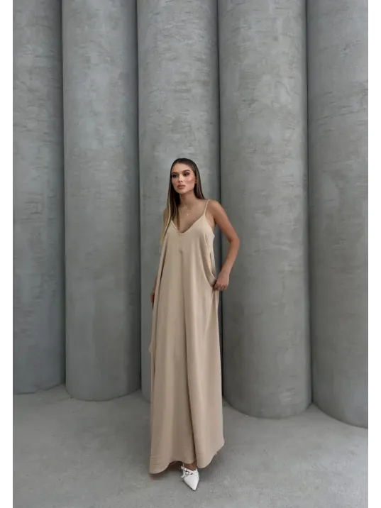Aerobin Uzun Elbise Bej Pt