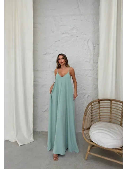 Aerobin Uzun Elbise Çağla Yeşili Pt