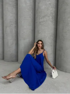 Aerobin Uzun Elbise Saks Mavisi Pt