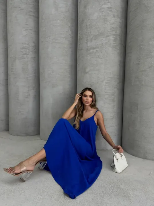 Aerobin Uzun Elbise Saks Mavisi Pt