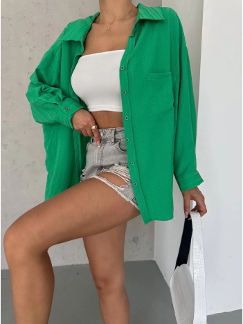 Ağaç kabuğu oversize arkası pileli gömlek Ağaç kabuğu oversize arkası pileli gömlek