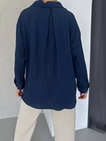 Ağaç Kabuğu Oversize Arkası Pileli Gömlek