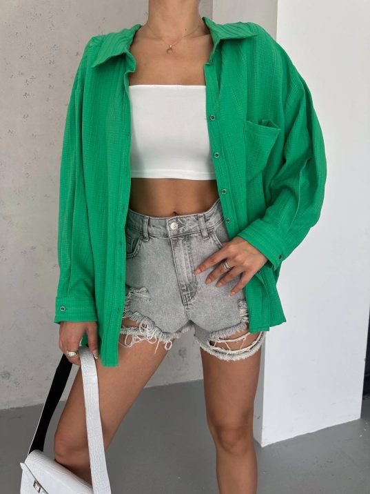 Ağaç kabuğu oversize arkası pileli gömlek Ağaç kabuğu oversize arkası pileli gömlek