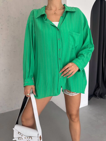 Ağaç kabuğu oversize arkası pileli gömlek Ağaç kabuğu oversize arkası pileli gömlek