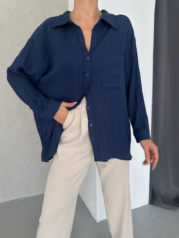 Ağaç Kabuğu Oversize Arkası Pileli Gömlek